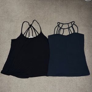 Strappy black tank tops